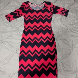 Charlotte Russe Pink and Black Chevron Long Sleeve Dress